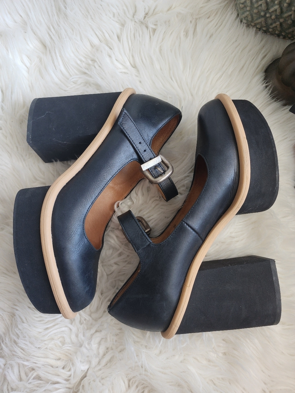 FREE PEOPLE MARY JANE PLATFORM WOMENS HEELS LEATHER MADE IN SPAIN SIZE 37 - Picture 12 of 15
